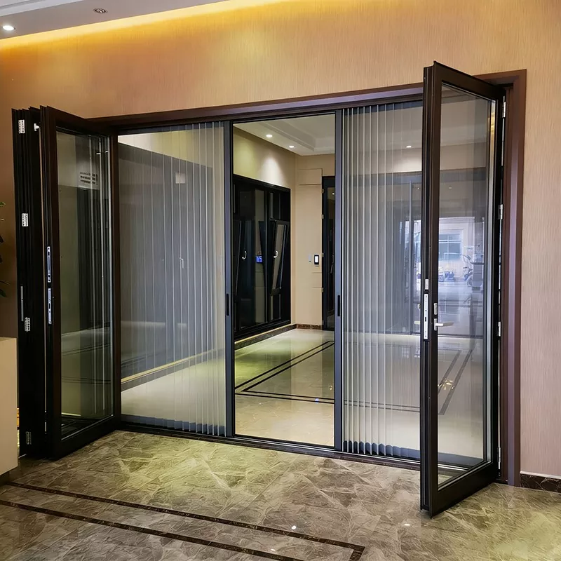 Puerta plegable de aleación de aluminio con aislamiento térmico y cinta